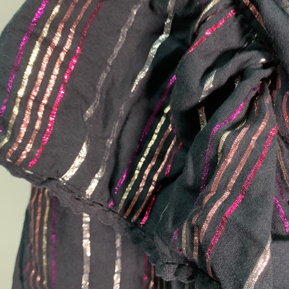 Farm Rio Lurex Stripes Mini Dress size L metallic thread festive - Picture 9 of 16